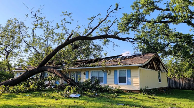 Storm Damage Tree on Roof